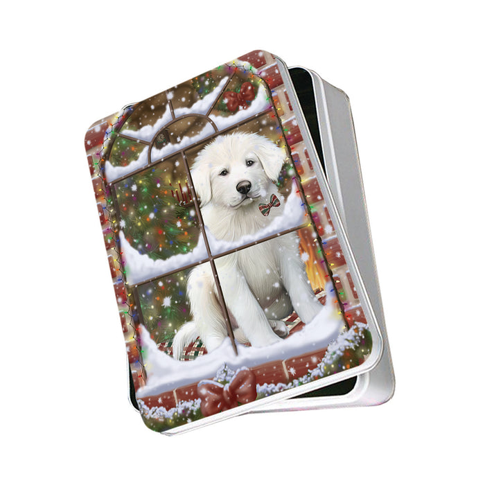 Please Come Home For Christmas Great Pyrenees Dog Sitting In Window Photo Storage Tin PITN57547