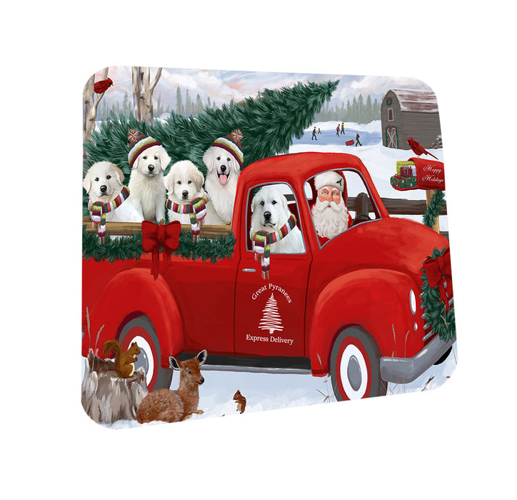 Christmas Santa Express Delivery Great Pyrenees Dog Family Coasters Set of 4 CST54998