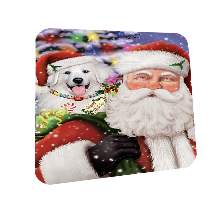 Santa Carrying Great Pyrenees Dog and Christmas Presents Coasters Set of 4 CST53648