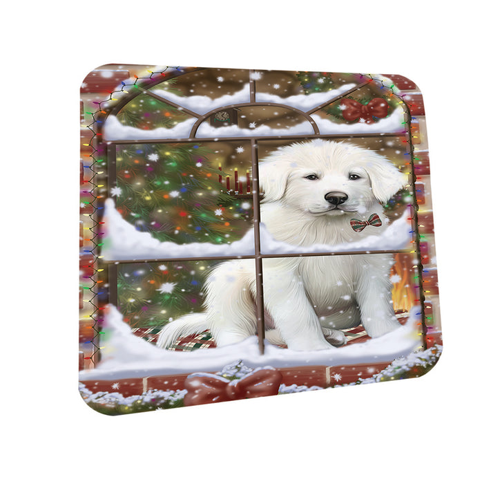 Please Come Home For Christmas Great Pyrenees Dog Sitting In Window Coasters Set of 4 CST53591