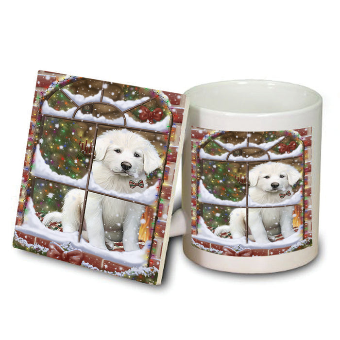 Please Come Home For Christmas Great Pyrenees Dog Sitting In Window Mug and Coaster Set MUC53625