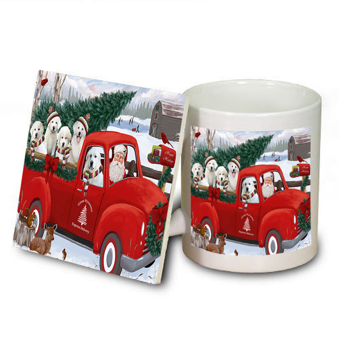 Christmas Santa Express Delivery Great Pyrenees Dog Family Mug and Coaster Set MUC55032