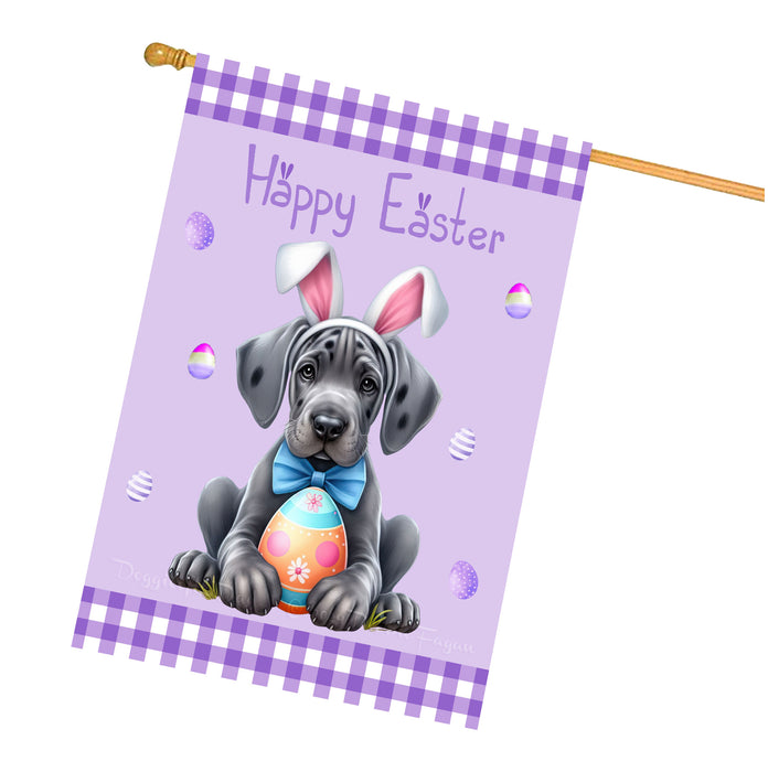 Great Dane Dog Easter Day House Flags with Multi Design - Double Sided Easter Festival Gift for Home Decoration  - Holiday Dogs Flag Decor 28" x 40"