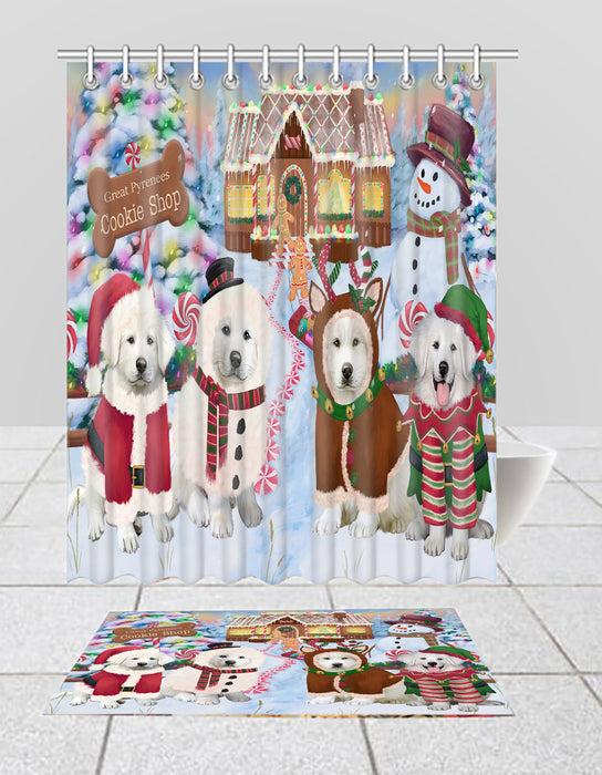 Holiday Gingerbread Cookie Great Pyrenees Dogs  Bath Mat and Shower Curtain Combo