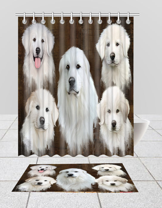 Rustic Great Pyrenees Dogs  Bath Mat and Shower Curtain Combo