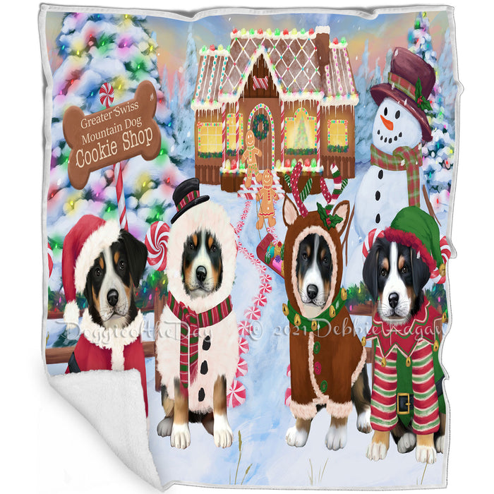 Holiday Gingerbread Cookie Shop Greater Swiss Mountain Dogs Blanket BLNKT127065
