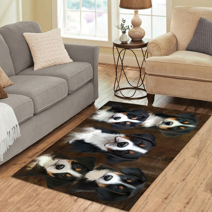 Rustic Greater Swiss Mountain Dogs Area Rug