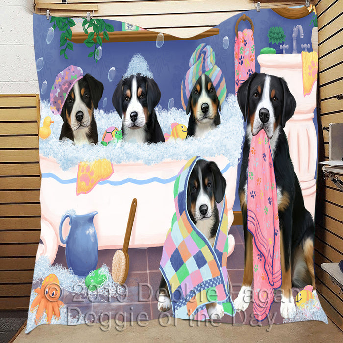 Rub A Dub Dogs In A Tub Greater Swiss Mountain Dogs Quilt
