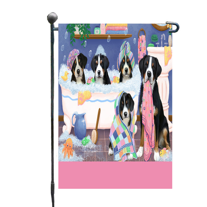 Personalized Rub A Dub Dogs In A Tub Greater Swiss Mountain Dogs Custom Garden Flag GFLG64881