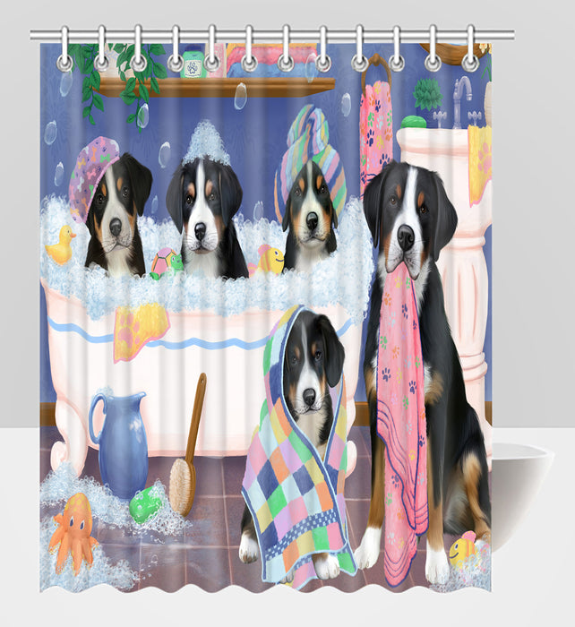 Rub A Dub Dogs In A Tub Greater Swiss Mountain Dogs Shower Curtain