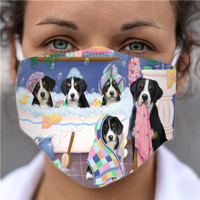 Rub A Dub Dogs In A Tub  Greater Swiss Mountain Dogs Face Mask FM49511