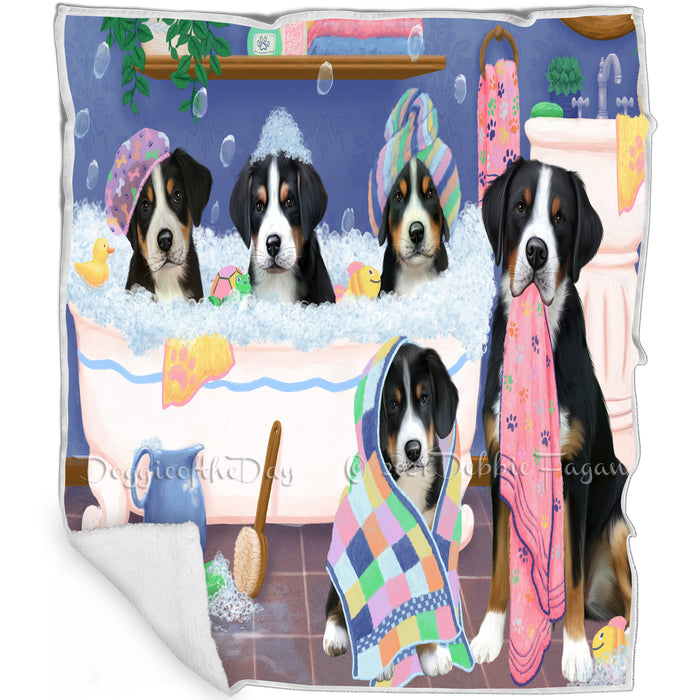 Rub A Dub Dogs In A Tub Greater Swiss Mountain Dogs Blanket BLNKT130566