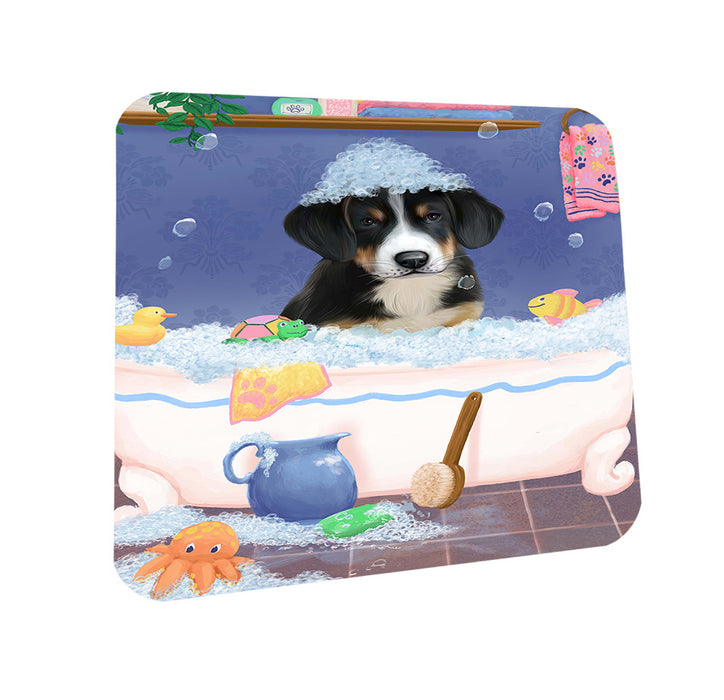 Rub A Dub Dog In A Tub Greater Swiss Mountain Dog Coasters Set of 4 CST57338