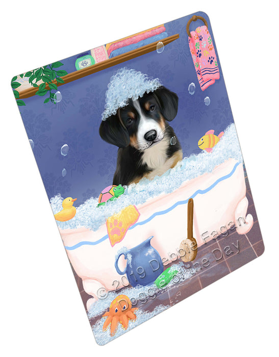 Rub A Dub Dog In A Tub Greater Swiss Mountain Dog Cutting Board - For Kitchen - Scratch & Stain Resistant - Designed To Stay In Place - Easy To Clean By Hand - Perfect for Chopping Meats, Vegetables