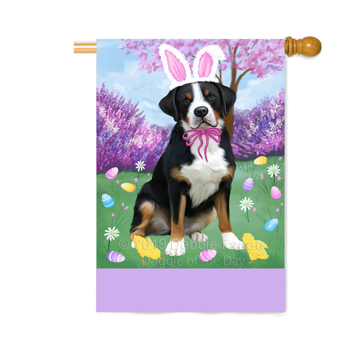Personalized Easter Holiday Greater Swiss Mountain Dog Custom House Flag FLG-DOTD-A58940