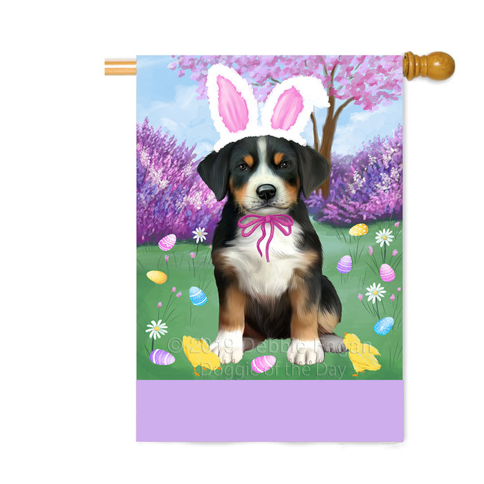 Personalized Easter Holiday Greater Swiss Mountain Dog Custom House Flag FLG-DOTD-A58942