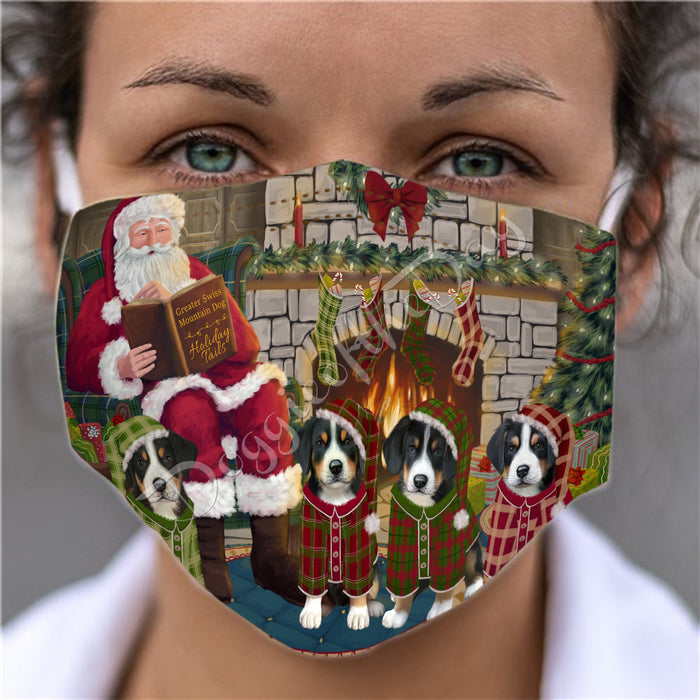 Christmas Cozy Holiday Fire Tails Greater Swiss Mountain Dogs Face Mask FM48640