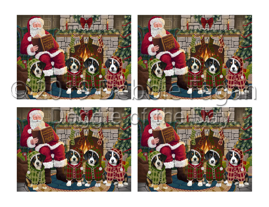 Christmas Cozy Holiday Fire Tails Greater Swiss Mountain Dogs Placemat