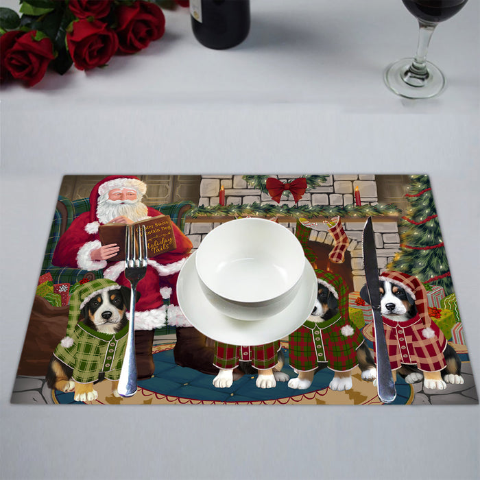 Christmas Cozy Holiday Fire Tails Greater Swiss Mountain Dogs Placemat