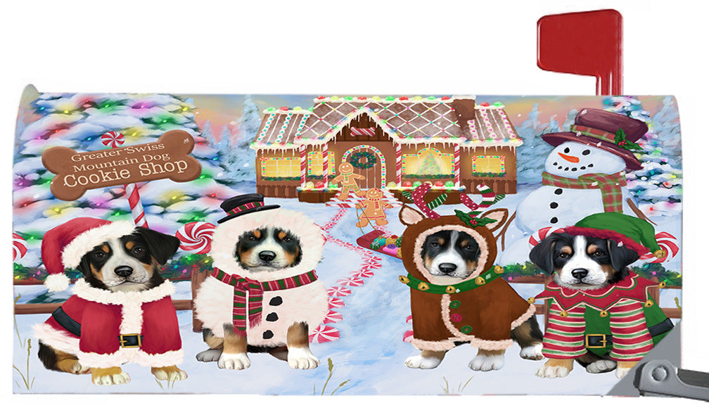 Christmas Holiday Gingerbread Cookie Shop Greater Swiss Mountain Dogs 6.5 x 19 Inches Magnetic Mailbox Cover Post Box Cover Wraps Garden Yard Décor MBC48997