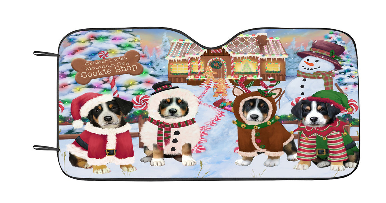 Holiday Gingerbread Cookie Greater Swiss Mountain Dogs Car Sun Shade