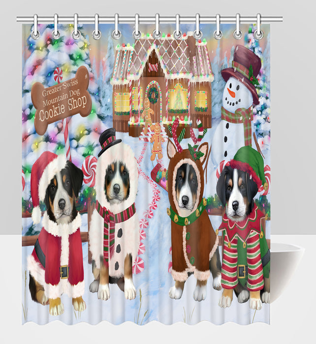 Holiday Gingerbread Cookie Greater Swiss Mountain Dogs Shower Curtain