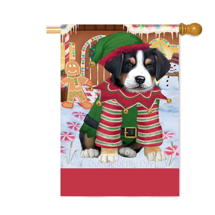 Personalized Gingerbread Candyfest Greater Swiss Mountain Dog Custom House Flag FLG63845