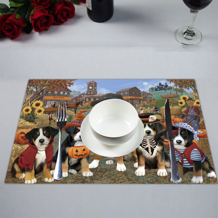 Halloween 'Round Town Greater Swiss Mountain Dogs Placemat