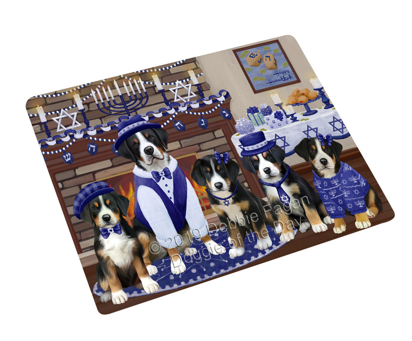 Happy Hanukkah Family and Happy Hanukkah Both Greater Swiss Mountain Dogs Large Refrigerator / Dishwasher Magnet RMAG105510