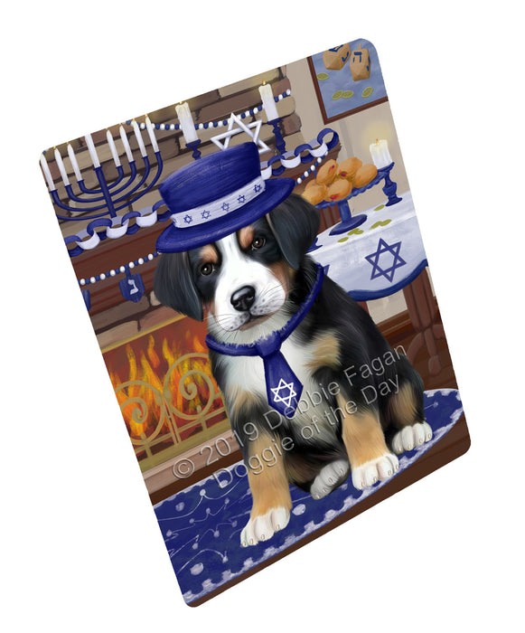 Happy Hanukkah Family and Happy Hanukkah Both Greater Swiss Mountain Dog Cutting Board C77503