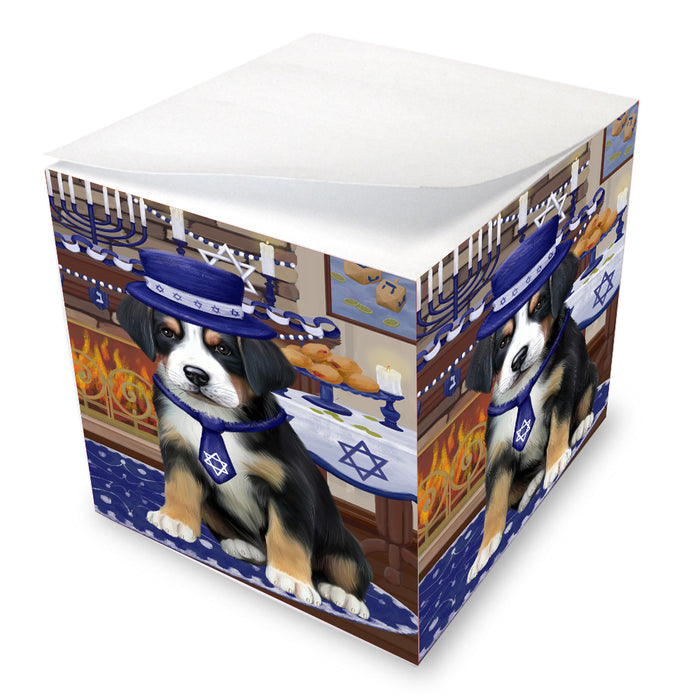 Happy Hanukkah Family Greater Swiss Mountain Dogs note cube NOC-DOTD-A56708