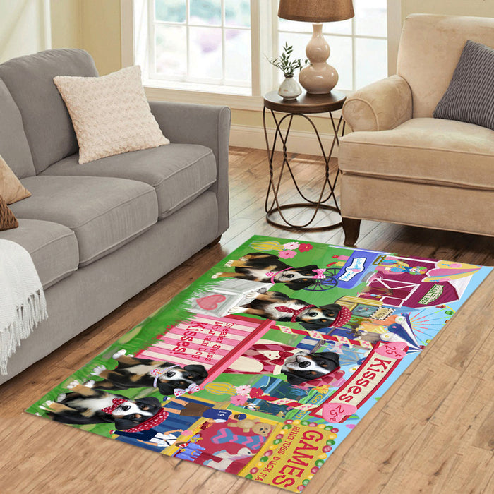 Carnival Kissing Booth Greater Swiss Mountain Dogs Area Rug