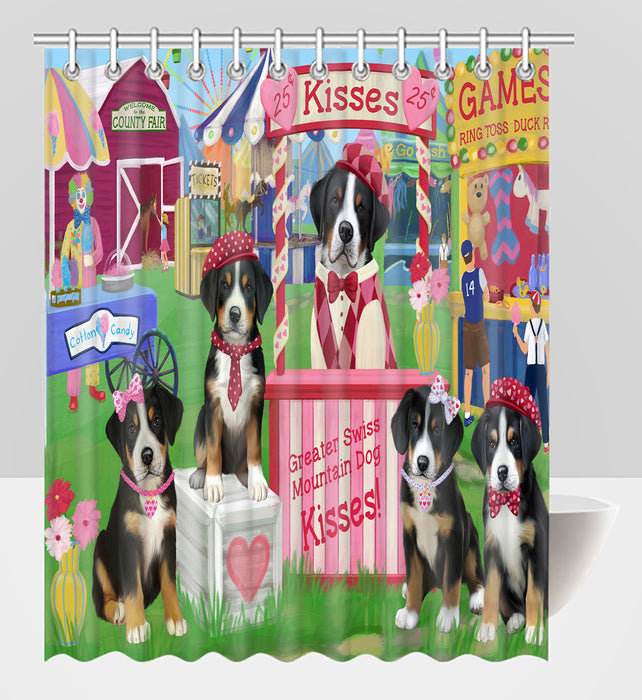Carnival Kissing Booth Greater Swiss Mountain Dogs Shower Curtain