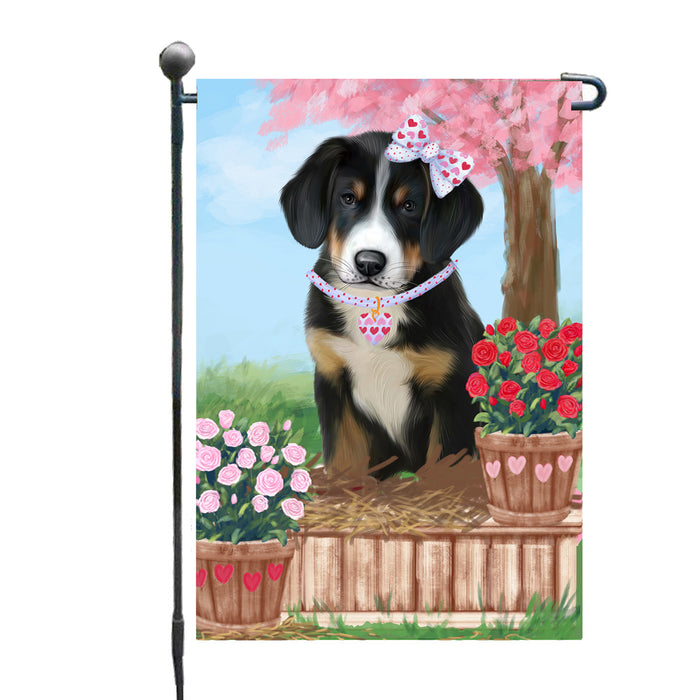 Personalized Rosie 25 Cent Kisses Greater Swiss Mountain Dog Custom Garden Flag GFLG64724
