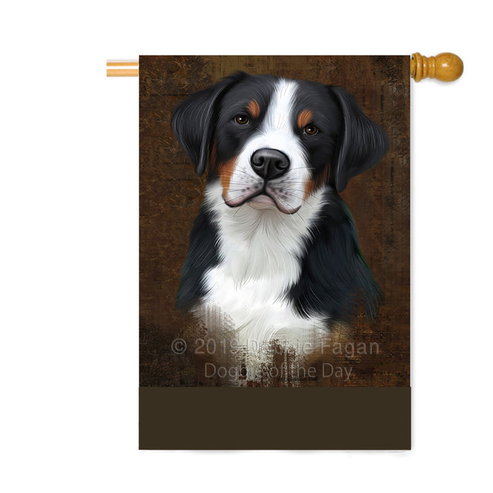 Personalized Rustic Greater Swiss Mountain Dog Custom House Flag FLG64613