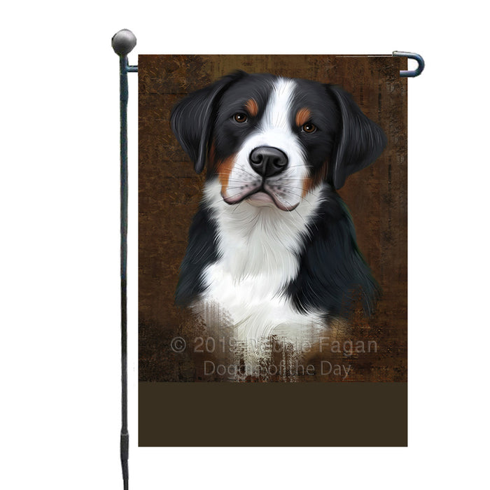 Personalized Rustic Greater Swiss Mountain Dog Custom Garden Flag GFLG63536