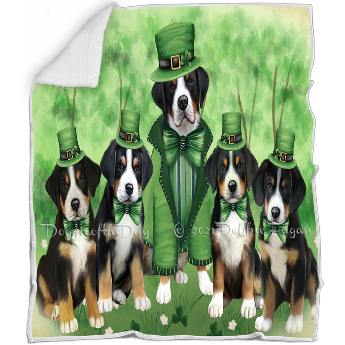 St. Patricks Day Irish Portrait Greater Swiss Mountain Dogs Blanket BLNKT132744