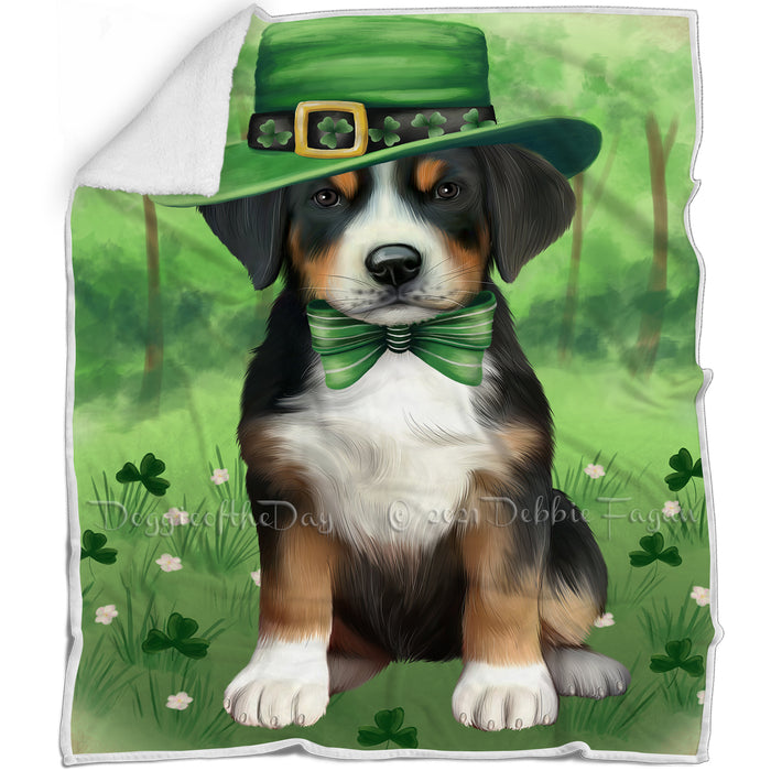 St. Patricks Day Irish Portrait Greater Swiss Mountain Dog Blanket BLNKT132753