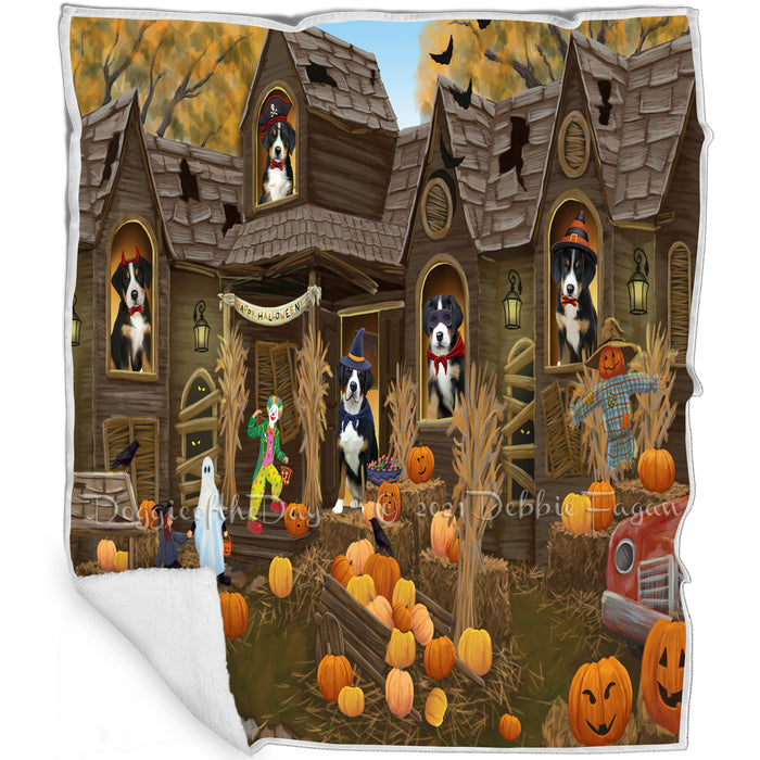 Haunted House Halloween Trick or Treat Greater Swiss Mountain Dogs Blanket BLNKT93189