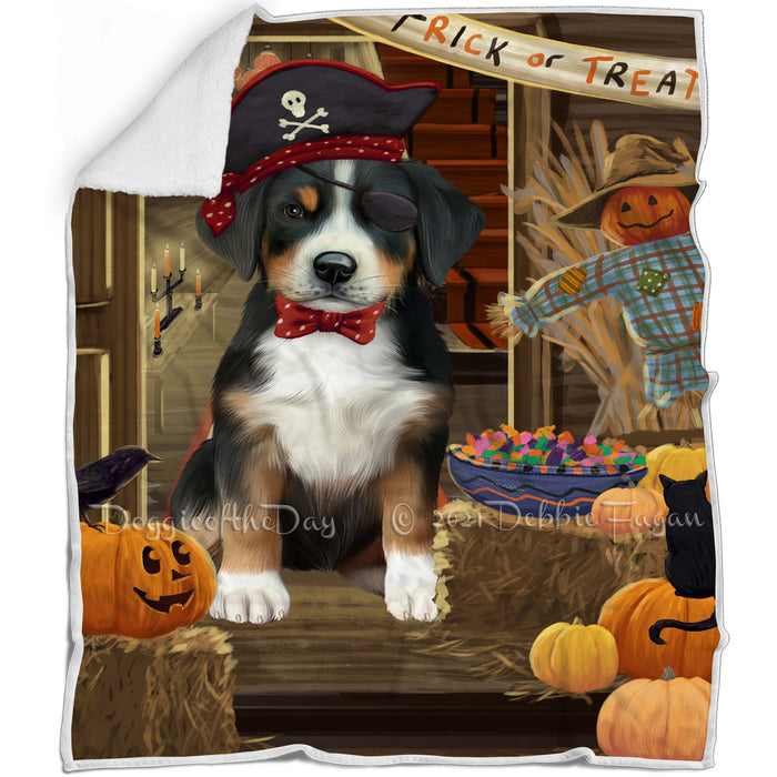 Enter at Own Risk Trick or Treat Halloween Greater Swiss Mountain Dog Blanket BLNKT95700
