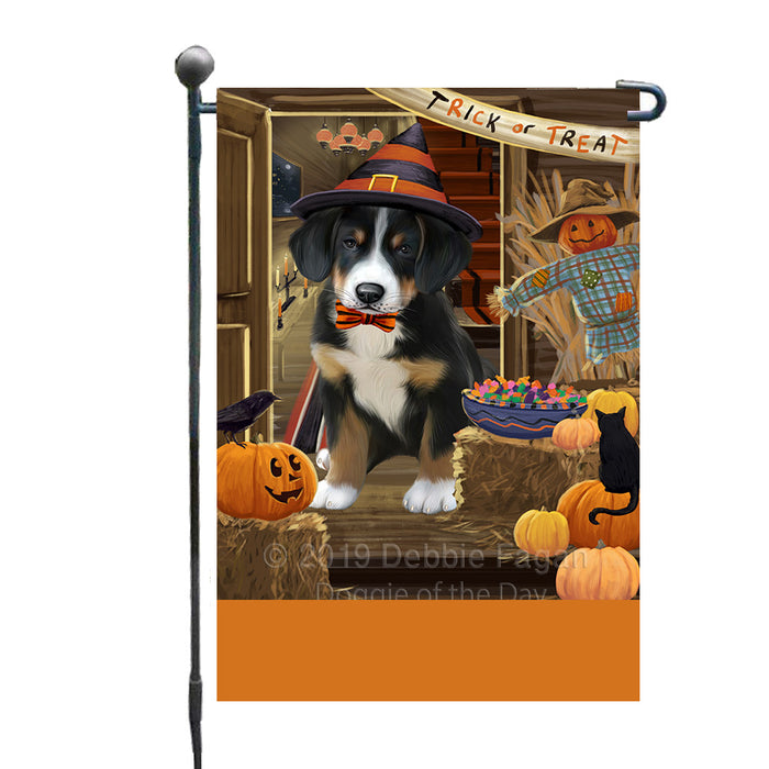 Personalized Enter at Own Risk Trick or Treat Halloween Greater Swiss Mountain Dog Custom Garden Flags GFLG-DOTD-A59607