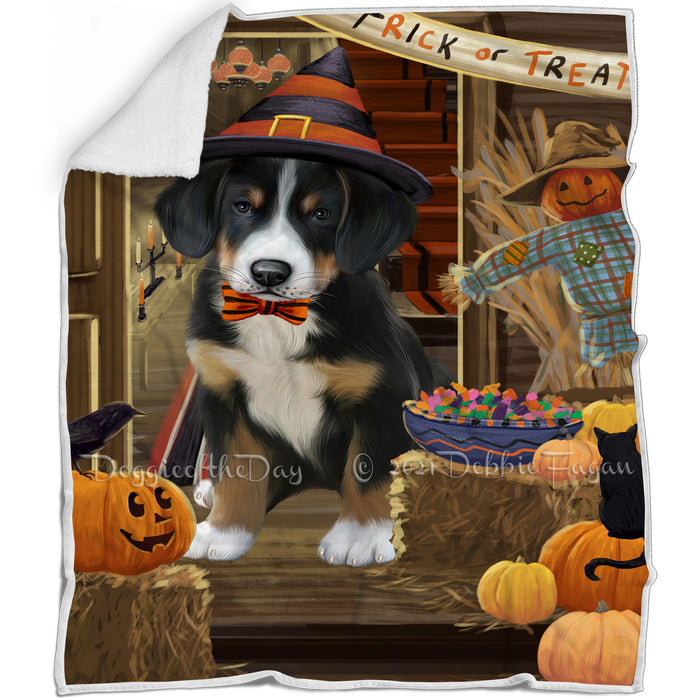 Enter at Own Risk Trick or Treat Halloween Greater Swiss Mountain Dog Blanket BLNKT95718