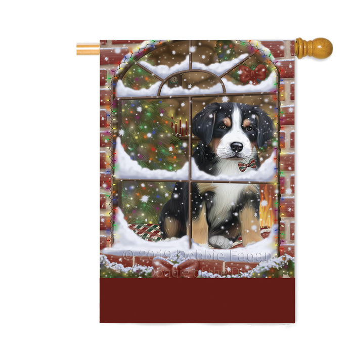 Personalized Please Come Home For Christmas Greater Swiss Mountain Dog Sitting In Window Custom House Flag FLG-DOTD-A60225