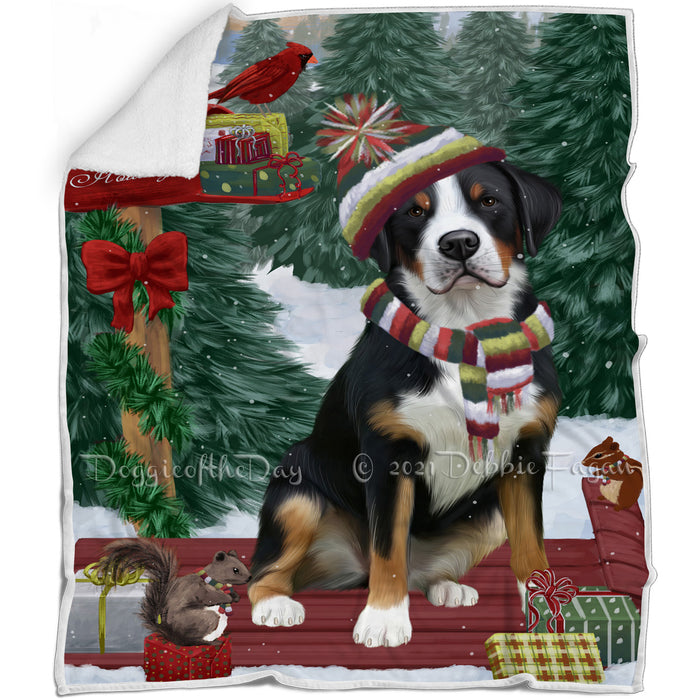 Merry Christmas Woodland Sled Greater Swiss Mountain Dog Blanket BLNKT113934