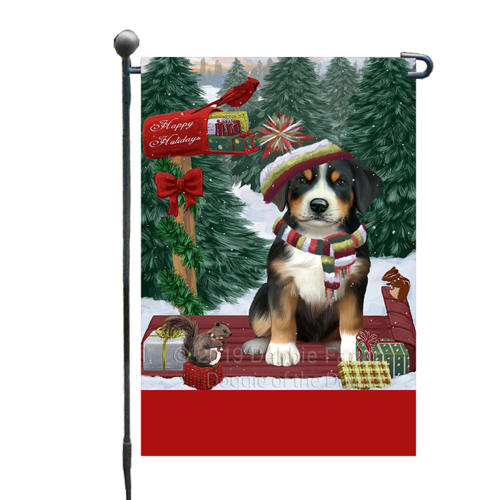 Personalized Merry Christmas Woodland Sled  Greater Swiss Mountain Dog Custom Garden Flags GFLG-DOTD-A61603