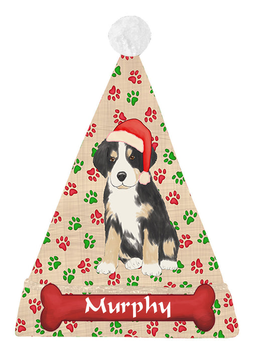 Pet Name Personalized Christmas Paw Print Greater Swiss Mountain Dogs Santa Hat