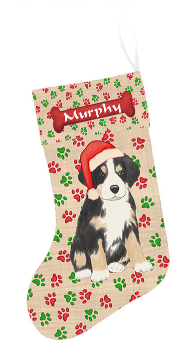 Pet Name Personalized Christmas Paw Print Greater Swiss Mountain Dogs Stocking