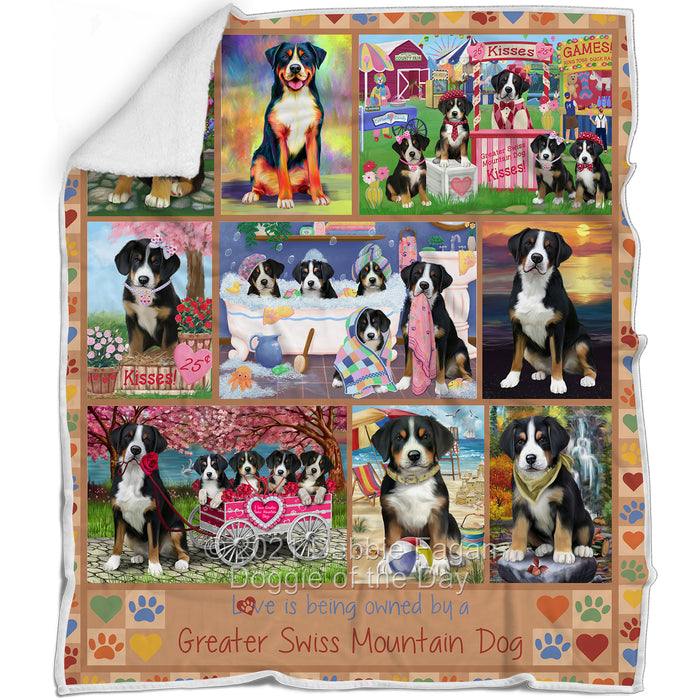 Love is Being Owned Greater Swiss Mountain Dog Beige Blanket BLNKT137496