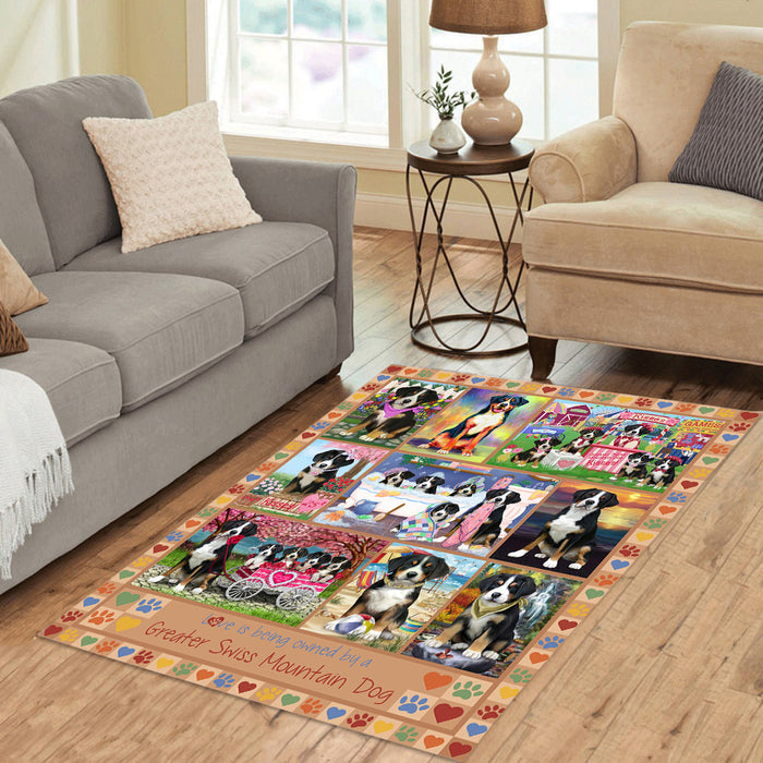 Love is Being Owned Greater Swiss Mountain Dog Beige Area Rug