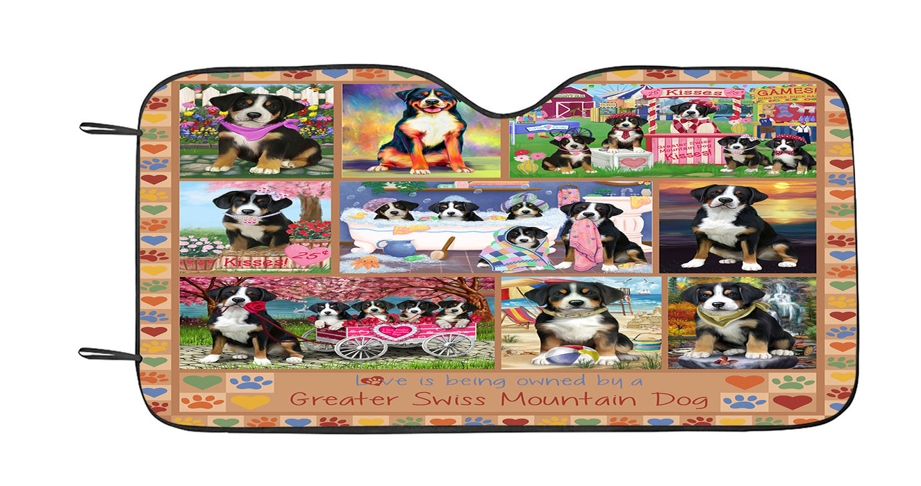 Love is Being Owned Greater Swiss Mountain Dog Beige Car Sun Shade